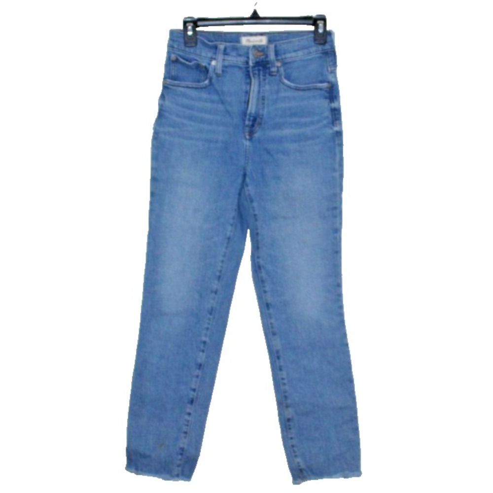 Madewell Perfect Vintage Jeans Womens 25 Blue High Rise Straight Raw Hem 27x27